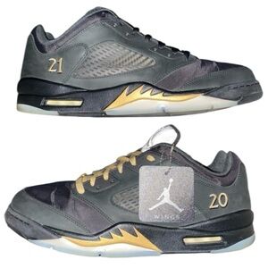 Size 13 - Air Jordan 5 Retro Wings Low Class of 2020-21 Black Gold Sneakers